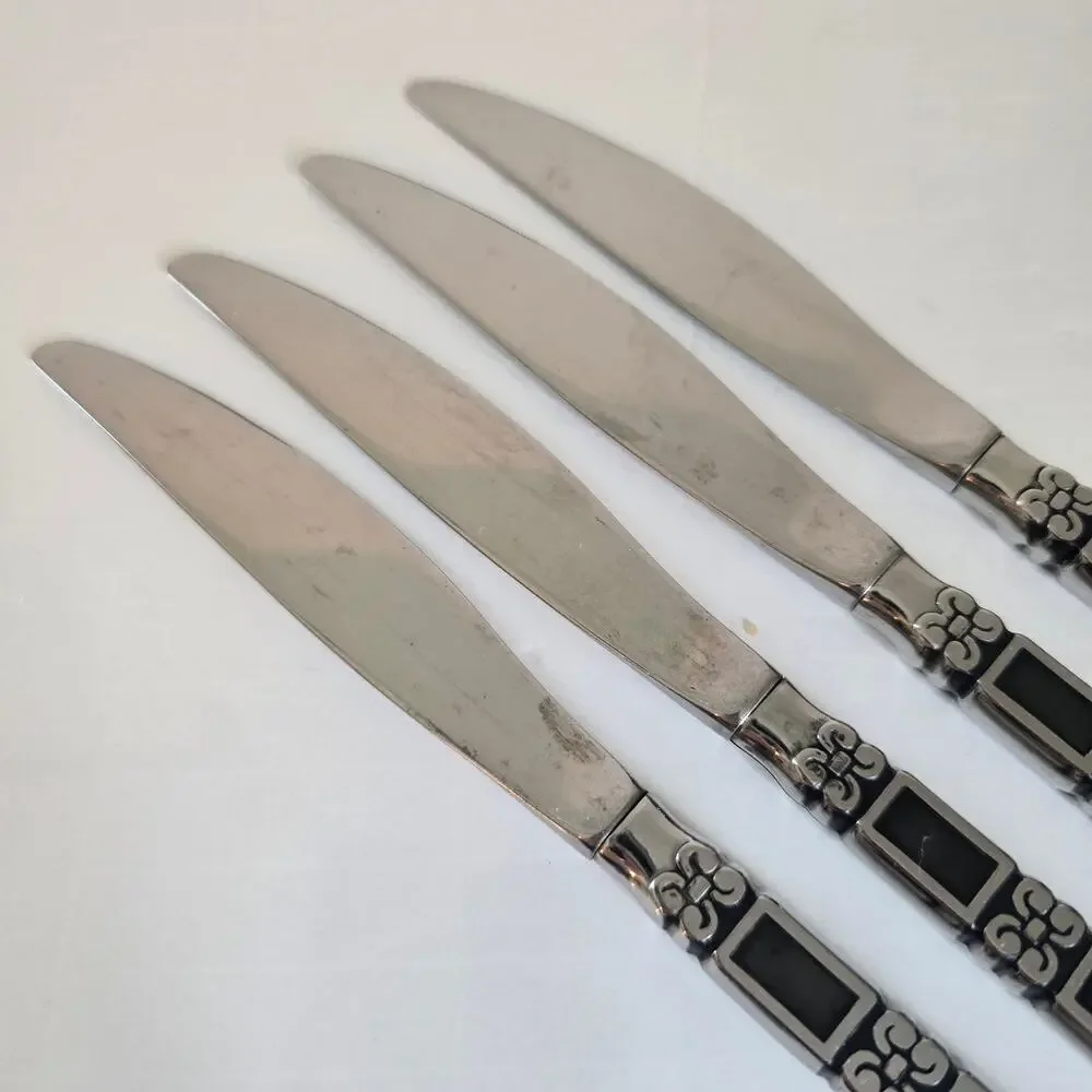 Oneida Community MADRID Butter Dinner Knives 4 Black Accent Stainless Flatware